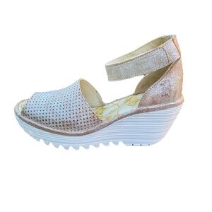 Fly London Women's Sandals in Metallic and White